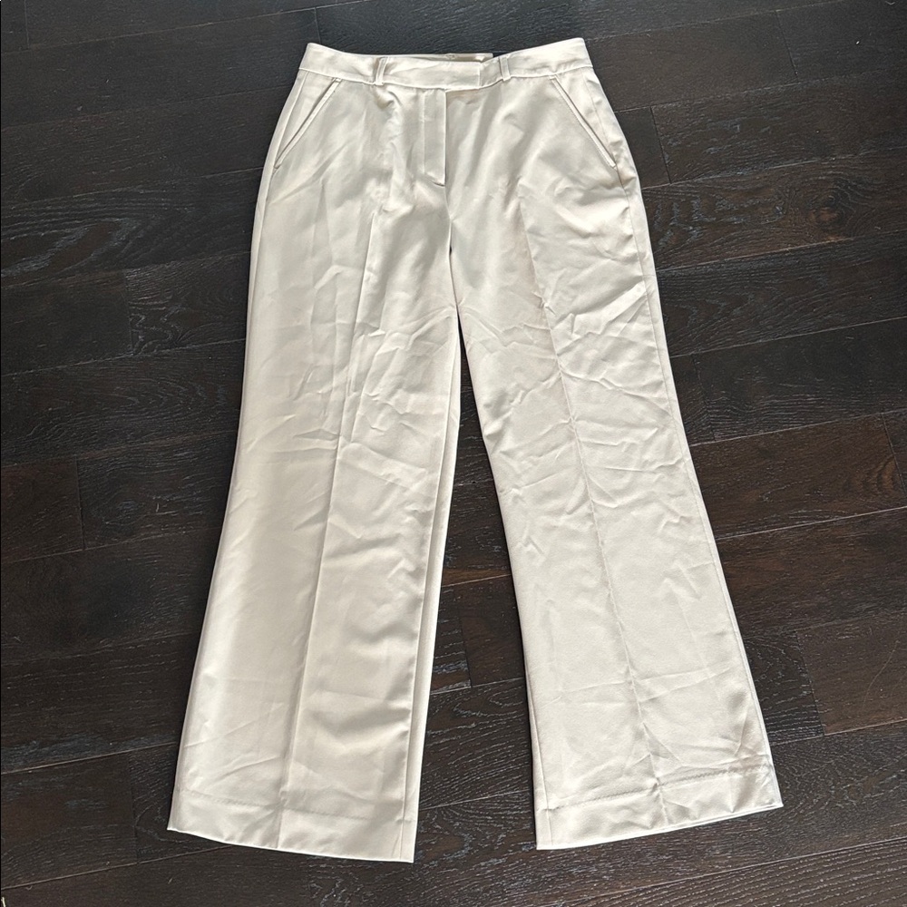 White House Black Market Wide Leg Pant Office Workwear Tan sz 12 Trouser